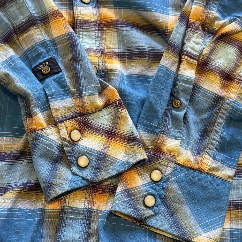 Diesel Co 1978 Plaid Western Pearl Snap Shirt Mens Large Blue 100% Cotton - Picture 7 of 9